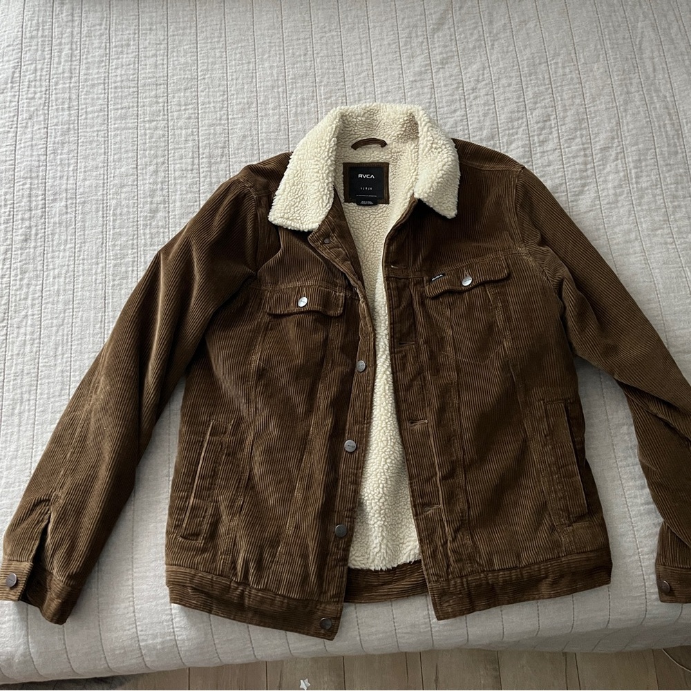 RVCA Brown Corduroy Jacket with Sherpa Collar